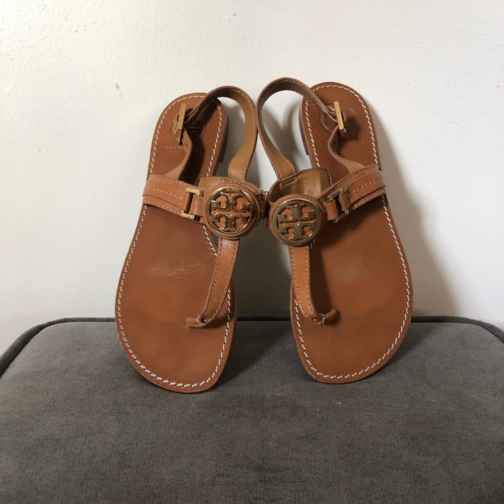 Tory Burch Miller Sandals in Tan with Heel Strap